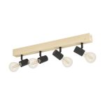 Eglo Lampa sufitowa Townshend 3 Drewno Stal Czarny | IP20 - Nadaje Się Do 4x E27 