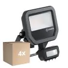 Opakowanie 4x Ledvance LED Iluminacja Aluminium Czarny 8W 1200lm 100D - 840 Zimna Biel | IP65 - Czujnik Ruchu I Światła - Symetryczny