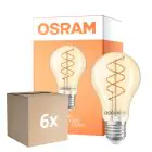 Opakowanie 6x Osram Vintage 1906 LED Classic Slim E27 Gruszka Włókno Złoty 8W 806lm - 922 Bardzo Ciepła Biel | Najlepsze Renderowanie Kolorów - Ściemnianie - Zamienne 60W